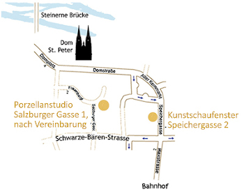 Lageplan in der Innenstadt von Regensburg
